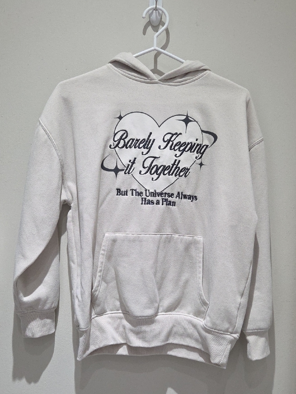 Graphic Hoodie "Barely Keeping it Together" in Cream